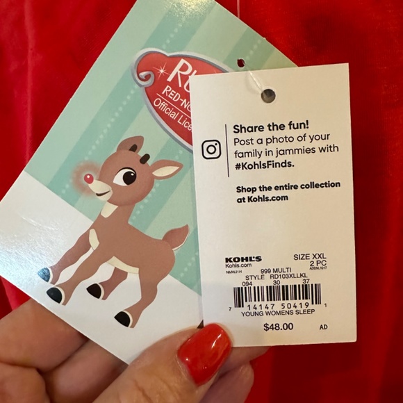 🎄🎄❤️Rudolph!!!  NWT Pajamas top and bottoms are fleece - NEW WITH TAGS!!🎄🎄 - Picture 5 of 9